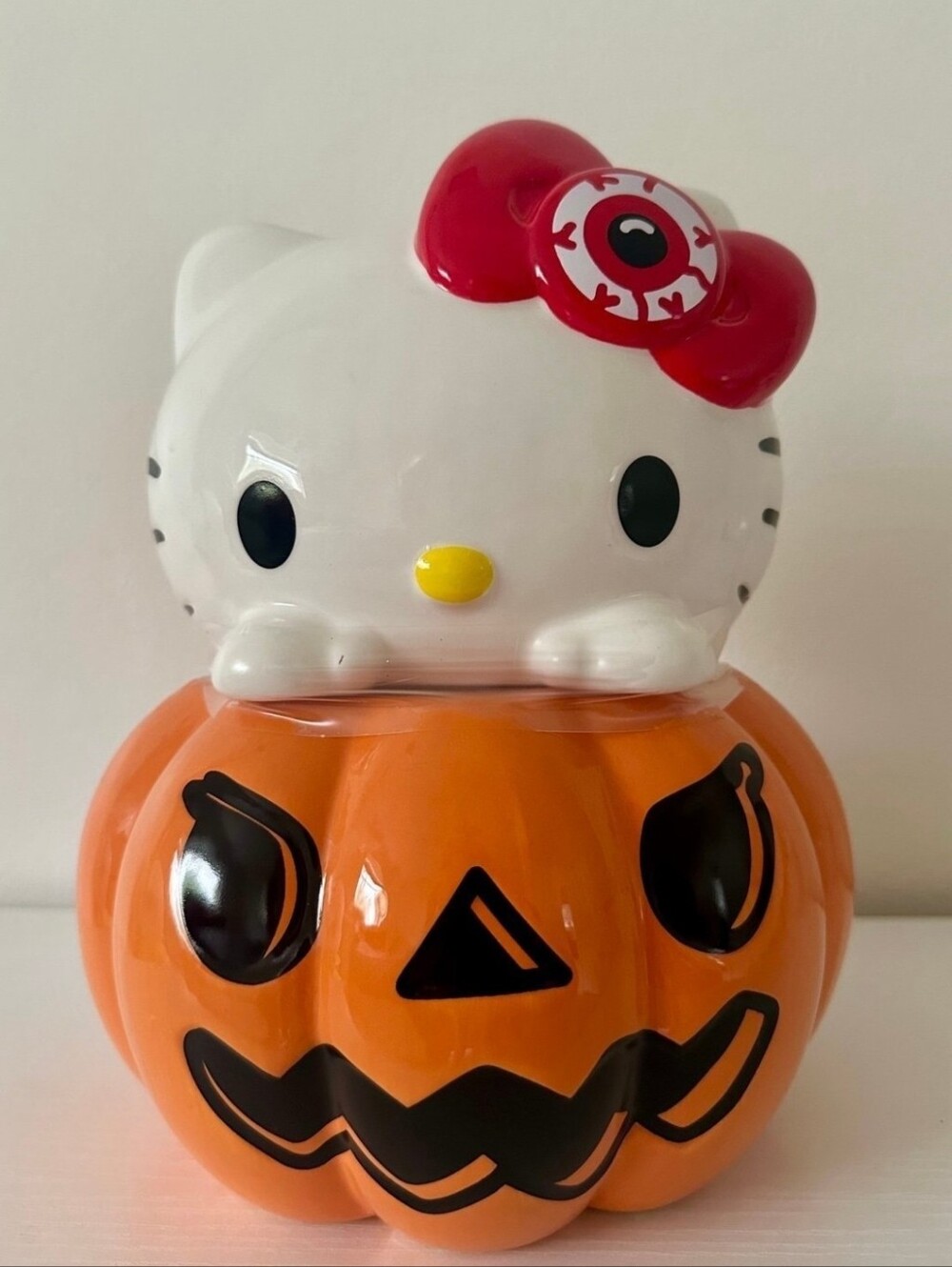 Hello Kitty Halloween Pumpkin Cookie Jar Ceramic Sanrio VGUC